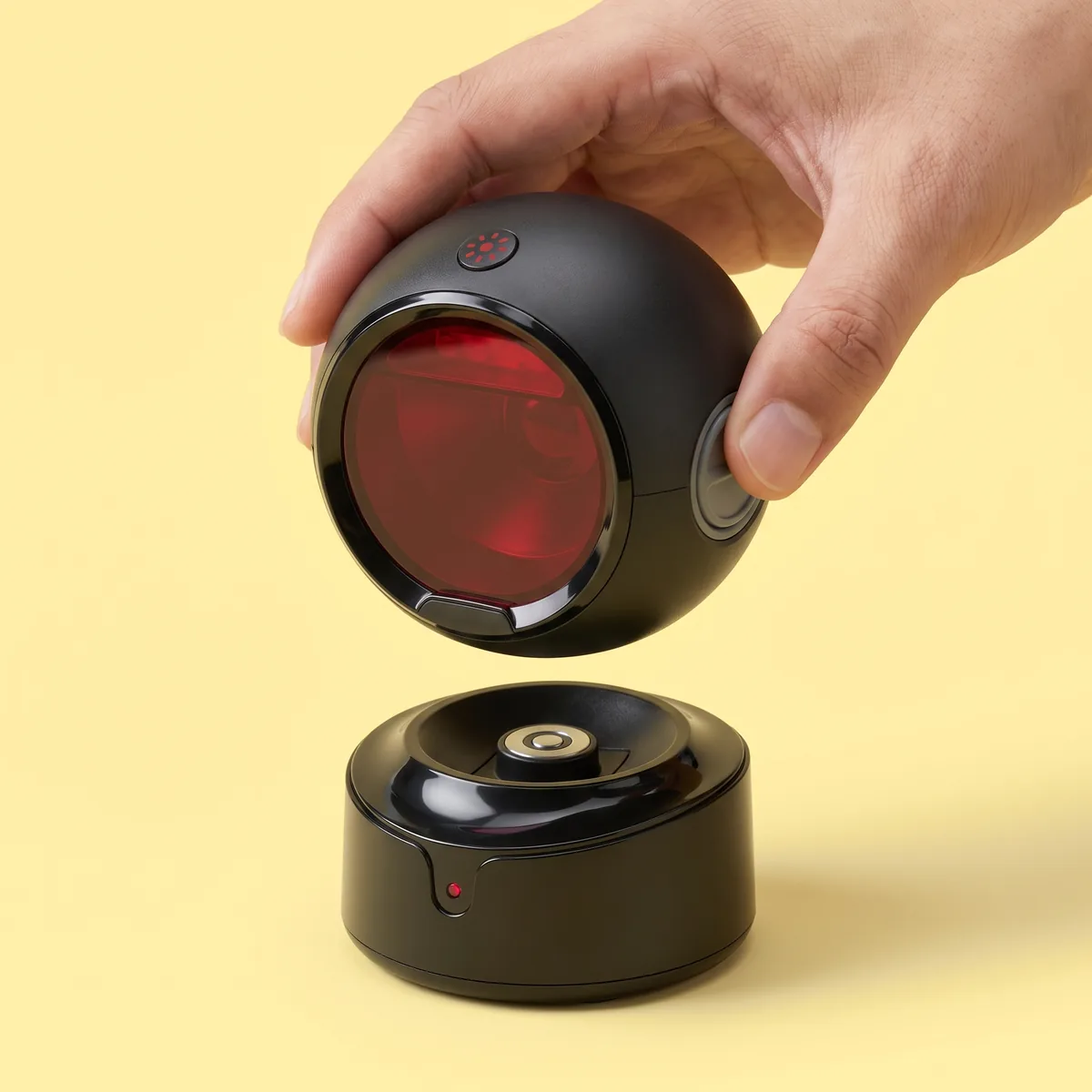 Scanner lifted off its base for cordless scanning