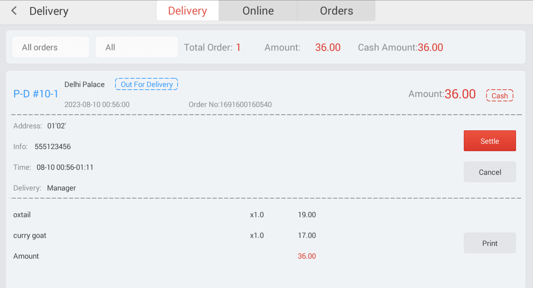 JET delivery dashboard with order list and zones